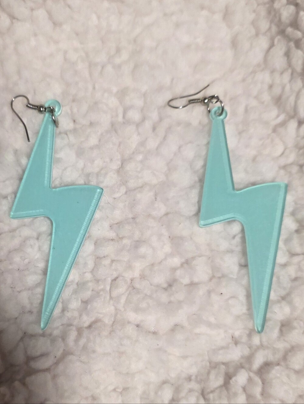 Aqua Lightning Bolt Dangle Earrings